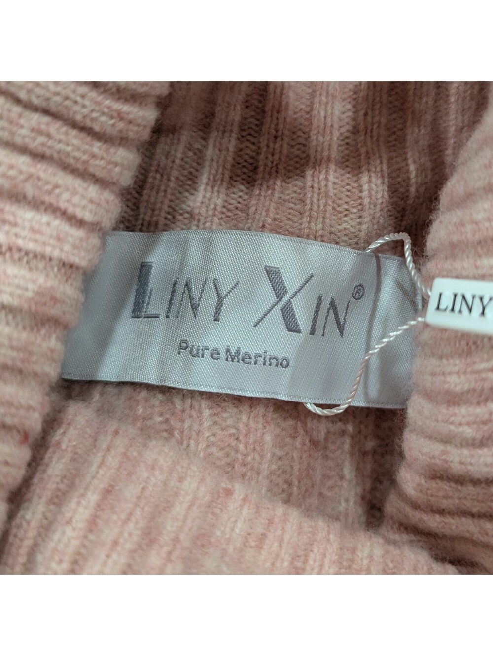 Liny Xin 100% Merino Wool Ribbed Turtleneck Sweater Pink Tagged XXL Fits US L/XL - Picture 4 of 10